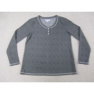 Sonoma Shirt‎ Womens Large Gray Long Sleeve Casual Henley Shirt Scoop Neck
